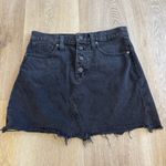 Madewell  Black Rigid Denim A-Line Mini Skirt Button Fly Photo 1