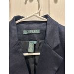 Ralph Lauren Lauren 100% Linen Blazer Jacket Womens 8 Navy Single Breasted Gold Photo 2