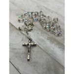Vintage Italian Glass Bead Rosary, Italy Catholic Prayer Beads, Crucifix Silver Photo 8