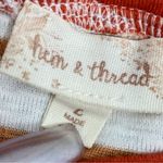 Hem & Thread  Striped Slub Knit Short Ruffle Sleeve T-shirt White Orange Large Photo 8