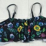 MD Ruffle Blk bright floral swimsuit tankini top Size M Photo 0