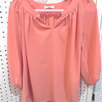 Ezra  Coral Peach Flowy Dolman Sleeve‎ V Neck Blouse Top Size L Photo 0