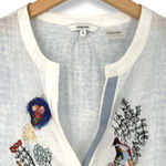 Desigual  | Small | Boho Embroidered Sequin Birds Long Sleeve Collarless Shirt Photo 5