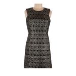 Milly Black Gold Metallic Geometric Sheath Cocktail Dress Size 6 Tailored Party Photo 6