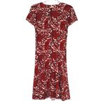 Michael Kors Red Paisley Dress Short Sleeve A-Line Midi Dress Semi Formal XS Photo 2