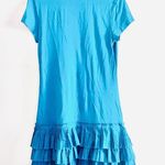 Juicy Couture  Mini Dress M Pleated Ruffle Bottom T-shirt Neon Blue Party Date Photo 3