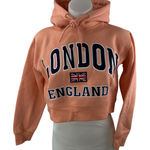 Women's Coral London England Hoodie Hooded Long Sleeve Cropped Sweatshirt S/M Orange Photo 0