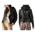 Free People Harriett Hooded Faux Leather Moto Jacket (XS) Photo 1