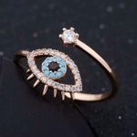 Cute Evil Eye Star Zircon Crystal Ring Gold Photo 0