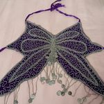 Purple and Silver Embroidered Butterfly Top and Skirt Set Photo 8