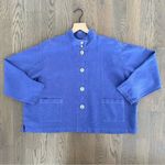 Vintage 90s Linen Blend Chore Coat Boxy Swing Jacket in Dusty Purple Size Large Photo 0