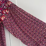 Free People  Malia Babydoll Jacket Top S Tie Neck Floral Embellished Berry Combo Photo 8