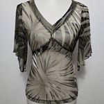 NY&Co Sheer Mesh Babydoll Small Top – Y2K Whimsigoth Tropical Fairycore Nylon Black Photo 1