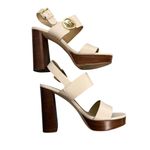 Michael Kors Shoes Womens 9 Ivory Leather Retro Platform Sandal Adjustable SG21L Photo 3