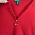 Ralph Lauren Lauren Henley Top Women's 2X Red Long Sleeve Blouse Classic Casual Photo 2