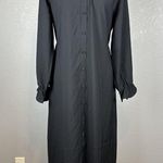 J.Crew Women Drapey Shirt Dress Size M Black Satin-back Crepe Button Long Sleeve Photo 6