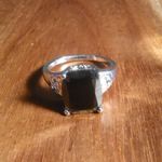 Thai Black Spinel Platinum Bond Ring (Size 8) Photo 10