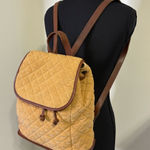 LL Bean Tan Corduroy and Lather Backpack Purse Photo 0