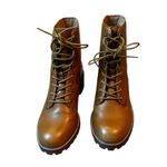 Madewell  Leather Lace Up Boots Lug Sole Size 6 Tan Photo 2