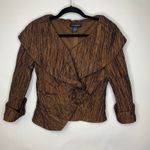 Cachet Brown Crinkle Blouse Jacket Sz 4 Photo 4