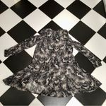 The Kooples Silk Birdy Print Cold-Shoulder Dress Black Semi-Sheer Pattern AOP L Photo 5