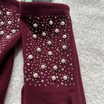 Adrienne Vittadini  Pearl Rhinestone Touchscreen Gloves Burgundy OS -NWTS Photo 1