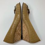 Vaneli Peep Toe Patent Leather Wedges‎ Size 9.5 Wide Tan Photo 3