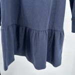 Loft shimmer shoulder gold button ruffle hem dress metallic S casual navy flirty Photo 3
