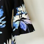 Vince Camuto New! Black Blue Purple Floral 3/4 Bell Sleeve Dress Women’s Size 4 Photo 6