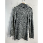 Womans Assymetric Long Sleeve Pullover Sweater Medium Black Gray Cowl Neck Photo 1