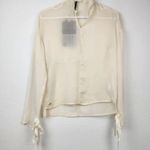 Manila Grace Blouse Size 40 IT US 4 Cream Semi Sheer Long Sleeve Bow Sleeves NWT Photo 0