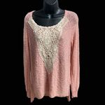 MOSSIMO SUPPLY CO. Crochet Lace Peach Sweater Tunic Size S/P Pink Photo 1