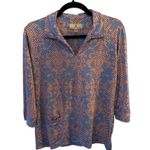 Sport Haley Golf Shirt Collar Vneck Size Medium Pink & Blue 3/4 Sleeve Pocket Photo 0