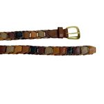 Genuine Leather Neutral Colors Interlocking Gold Buckle Belt Photo 1