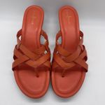 Cole Haan Nike Air Womens 9.5 Sandals Orange Leather Slip On Thong Wedge Heels Photo 2