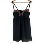 Cacique NWT Babydoll Lingerie Womens 18 Black Sheer Embroidered Floral Romantic Photo 0