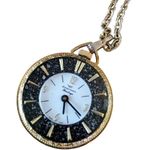 American Heritage Vintage  Pocket Watch Necklace Pendant Gold Tone Swiss Untested Photo 4