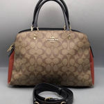 Coach  Colorblock Coated Canvas & Leather Lillie Carryall Authentic Photo 0