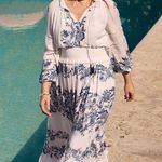 Chico's Blue White Floral Blouson Maxi Flowy Dress Photo 1