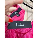 Lulus NWT  Sleek Dedication Hot Pink Satin Plisse Cutout Tiered Mini Dress Sz XL Photo 3
