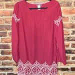West 36th Maroon Red Embroidered Long Sleeve Tunic Top Women's Size Small Photo 0