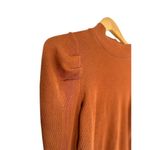 Free People Puff Sleeve Thermal Top Rust Brown Size Medium Cotton Mock Neck Photo 1