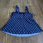 Lands End Womens Navy Blue White Polka Dot Tankini Swim Suit Top Size Medium DD Photo 1