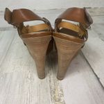 Coach Mary Jo Brown Leather Platform Wedge Slingback Buckle Strappy Sandals 8.5B Photo 3