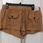 Happily Grey Women's Baggy Utility Pull On Shorts Linen Pockets Drawstring Large Brown Photo 0