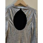 Black Halo Iron Glow Metallic Dress Size 6 Cutout Back Long Sleeve Bodycon Photo 3