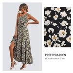 Prettygarden Maxi Dress One Shoulder Floral Print‎ Ruffle Hem Black Size S Photo 1