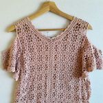 Crochet Pink Knit Off Shoulder Festival Top Size Small Photo 1
