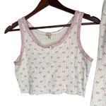 Messy Bun Just Chillin M Pajama Set Bows Cropped Coquette Dainty Girly Photo 1
