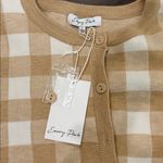 Emory park New With Tags Cropped Tan and Ivory Gingham Cardigan Sz L Photo 4